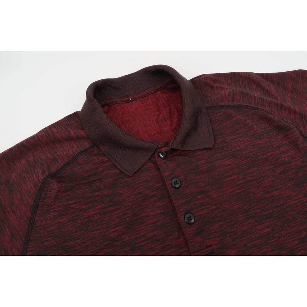 Lululemon Metal Vent Tech Polo Mens Large Red Space‎ Dye Short Sleeve Athletic